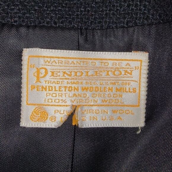 Pendleton Vintage 70s virgin wool black blazer jacket size 14 - Picture 5 of 6